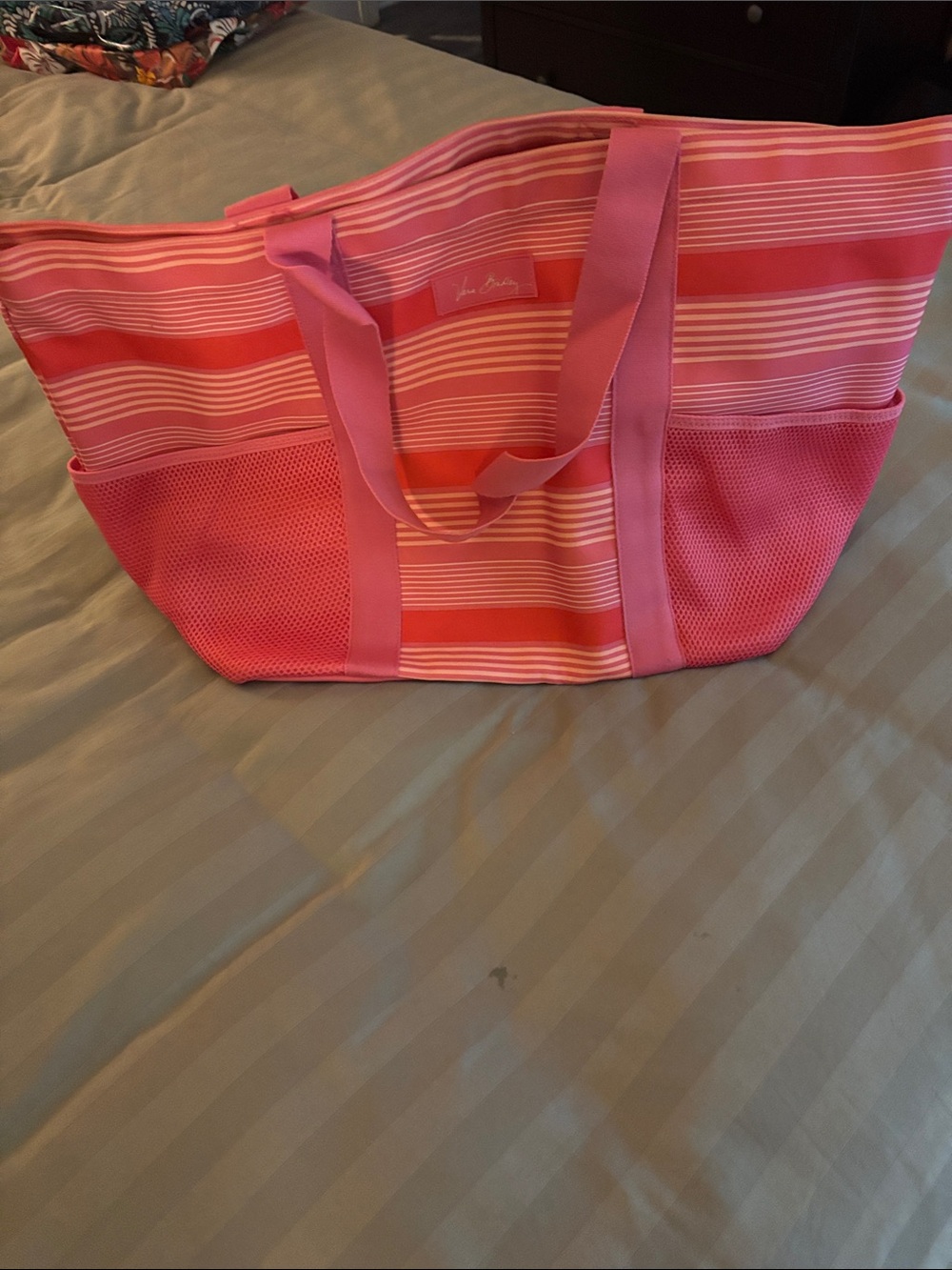 Vera Bradley Pink Striped Mesh Tote